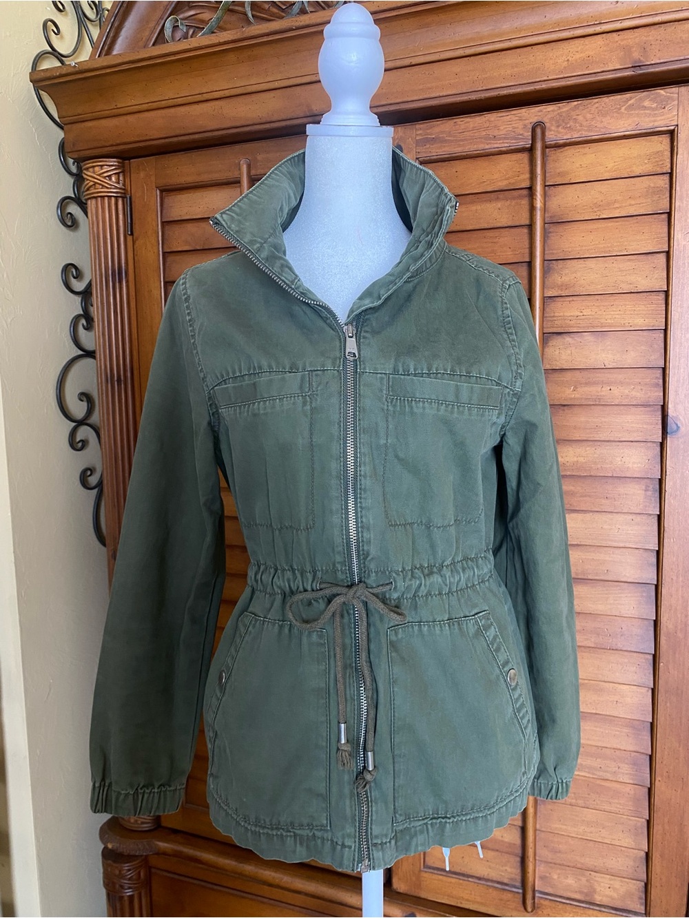 Old Navy Olive Utility Drawstring Jacket